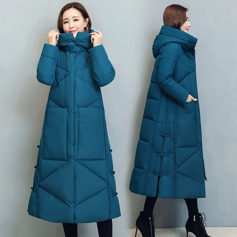 波司豋复古加厚羽绒服服女2023冬季新款民族风宽松棉衣长款过膝棉