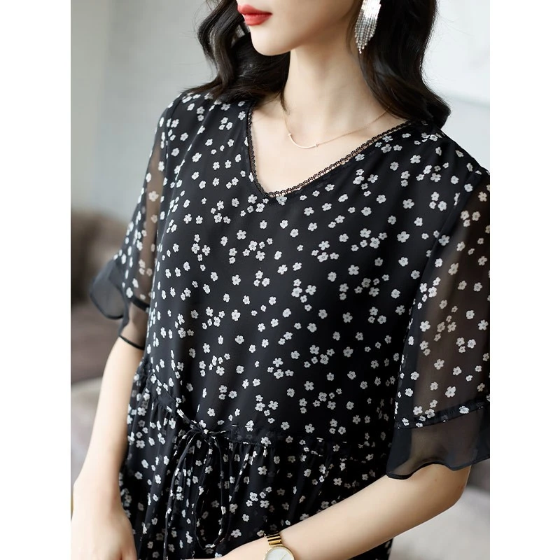 A83195夏季气质V领碎花裙子  A83195