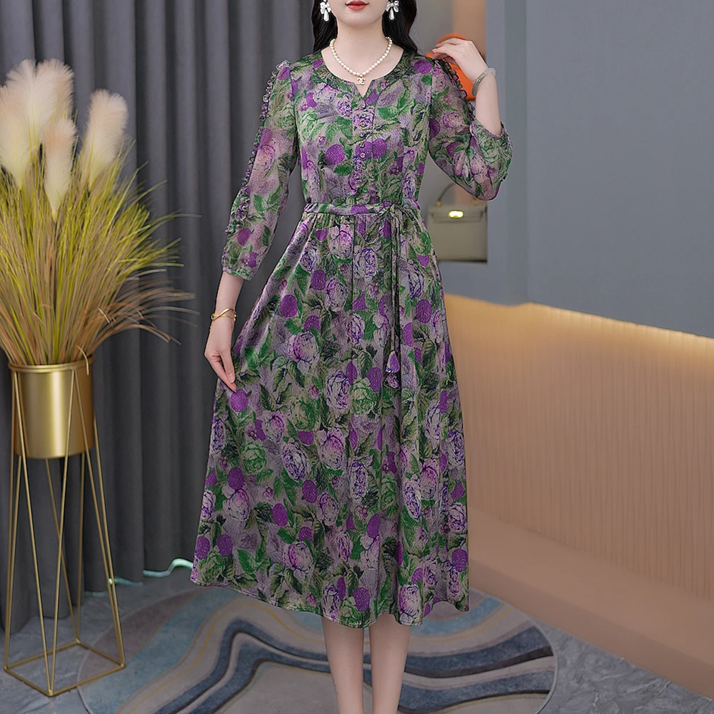 早秋新款优雅气质中长款女装连衣裙S-109