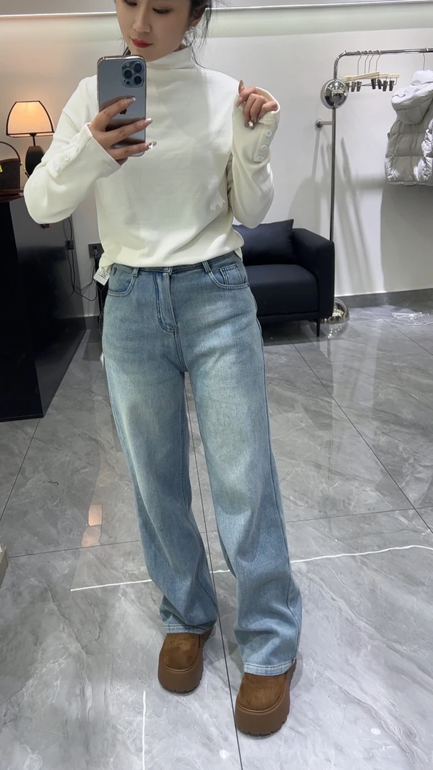 露露家 小个子窄版牛仔直筒裤