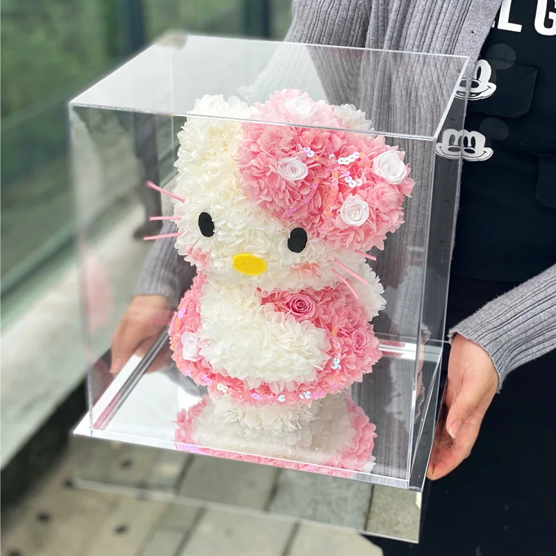 HelloKitty猫公仔永生花高档摆件生日七夕情人节礼物送女生女朋友