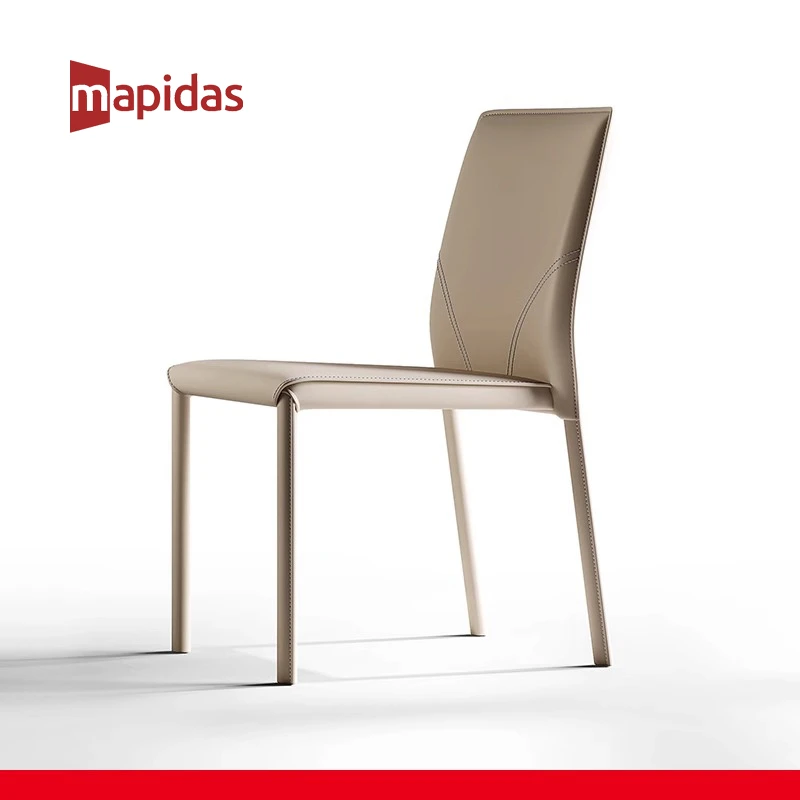 洛克椅极简餐椅现代简约马鞍皮意式奶油风家用餐桌椅2024最新款