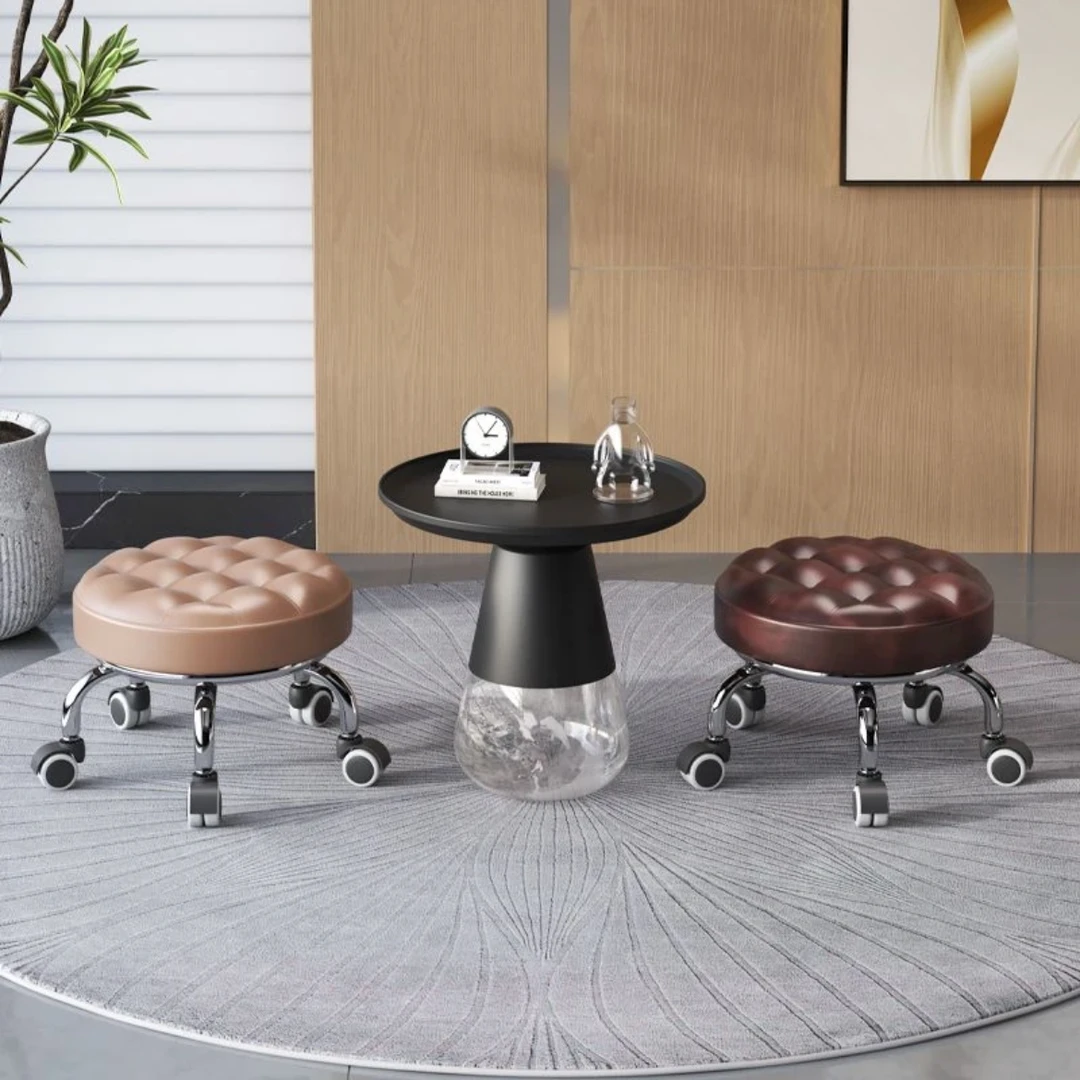 滑轮凳子客厅家用创意旋转皮凳五轮可移动美缝垫脚脚踏凳小凳1号