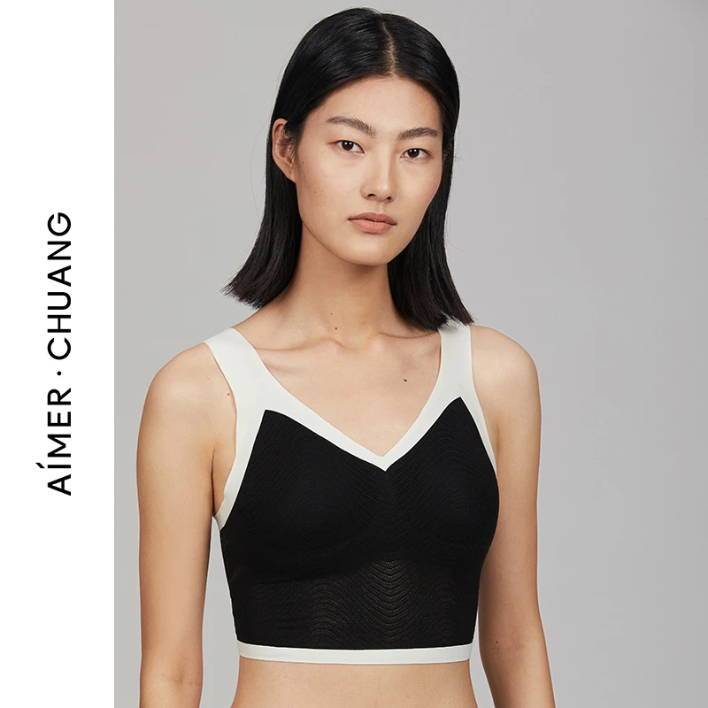 AIMER/爱慕CHUANG女士内衣薄款明动隐孔舒适背心式文胸CA120053