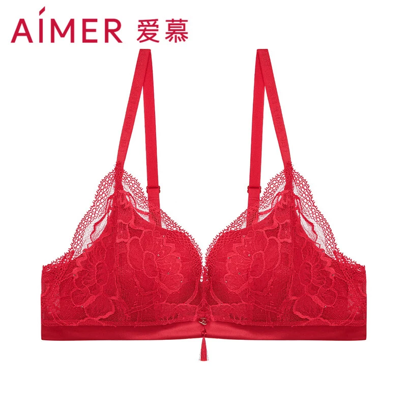 AIMER/爱慕女士文胸3/4无托中厚隐孔模杯本命年红文胸罩AM178301