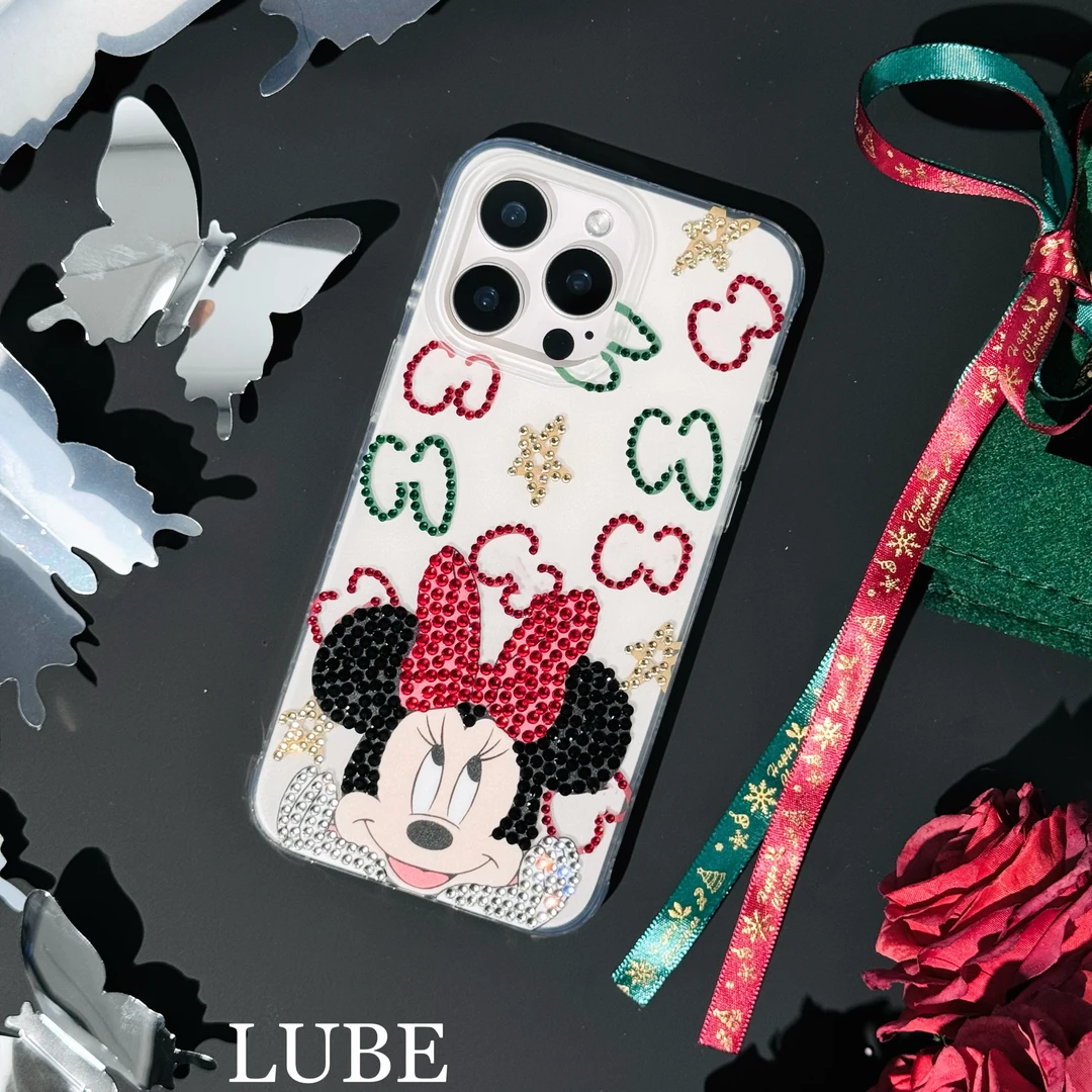 【双G米妮】歪歪高定手工钻手机壳适用于iPhone16promax/15/14