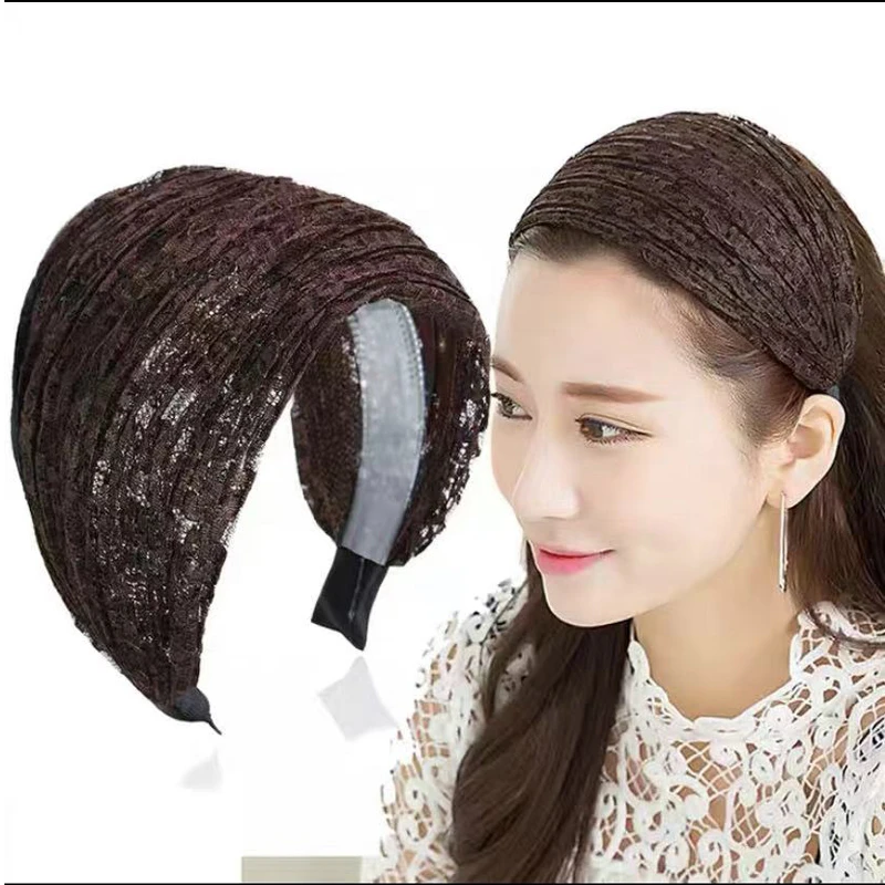 蕾丝发箍女带齿防滑简约透气头箍宽边遮白发发卡网红外出头饰成人
