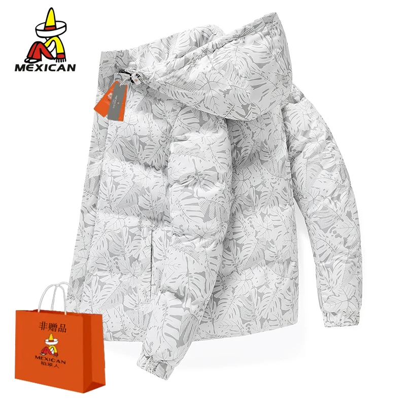 Mexican/稻草人男士棉衣冬季外套2025新款连帽加厚棉服迷彩潮保暖