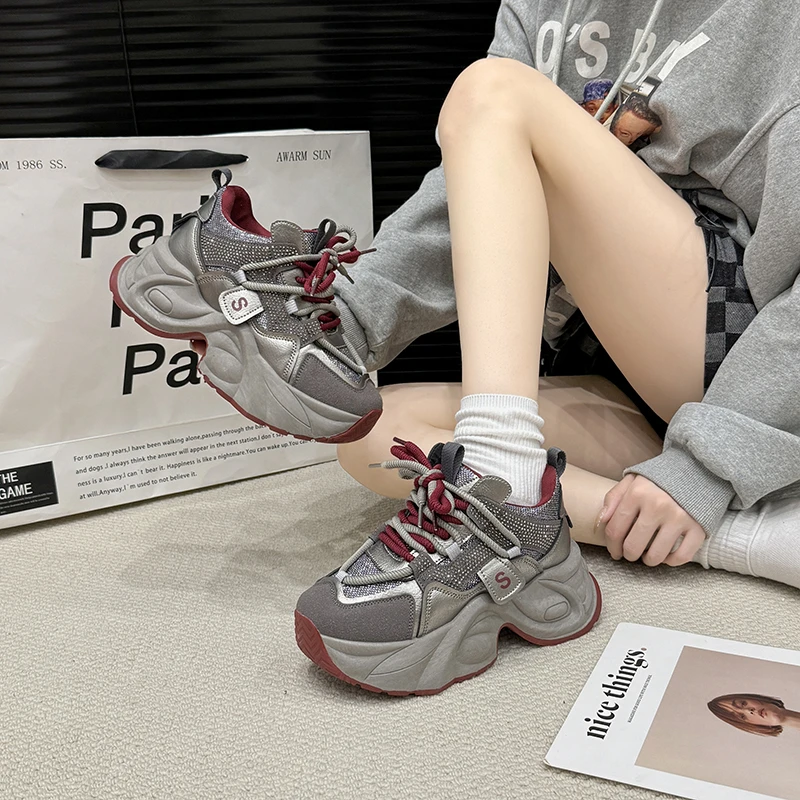 欧洲站复古女士ins百搭厚底老爹鞋秋冬6001秀场增高