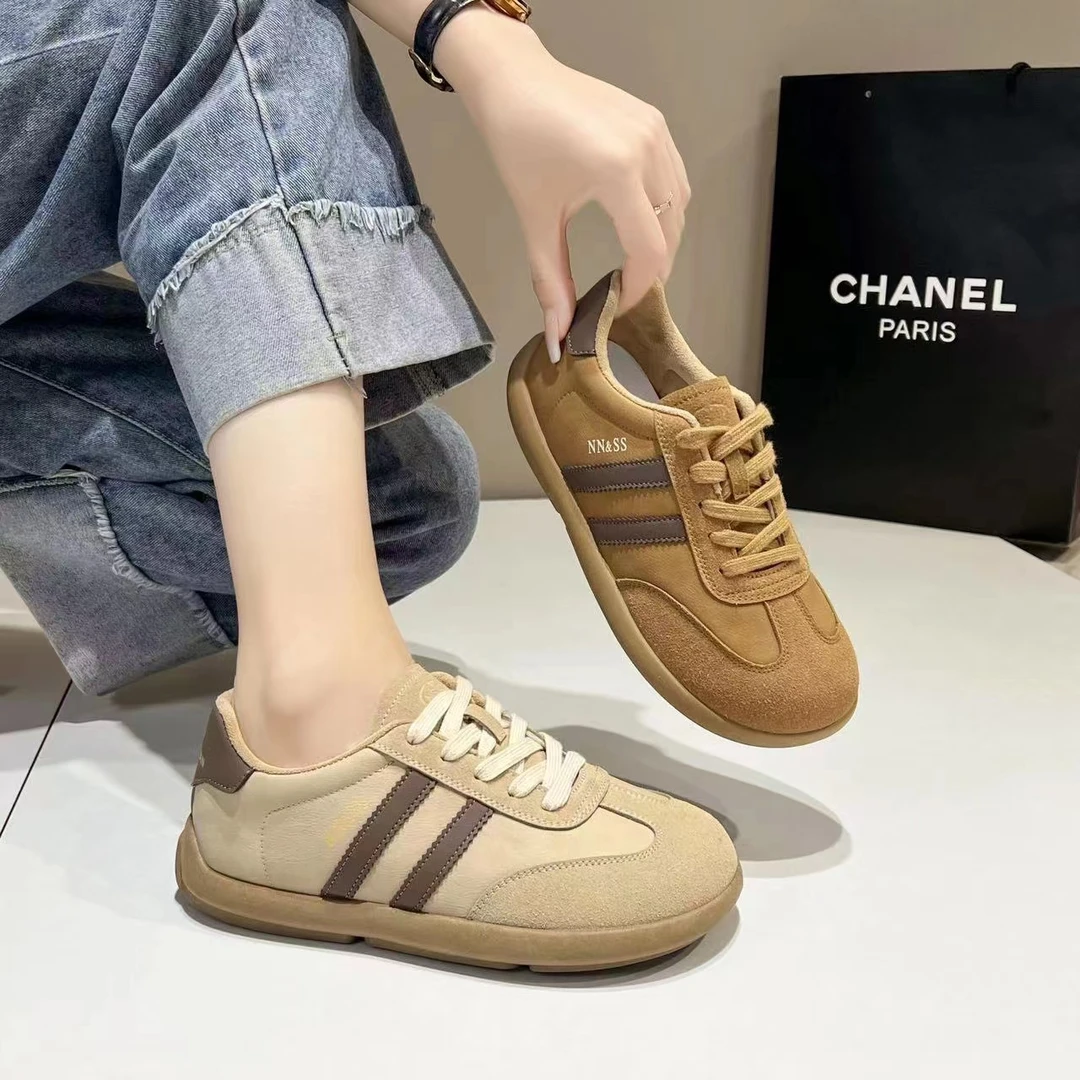 2024秋新系带圆头休闲德训鞋磨砂皮软底百搭舒适5502