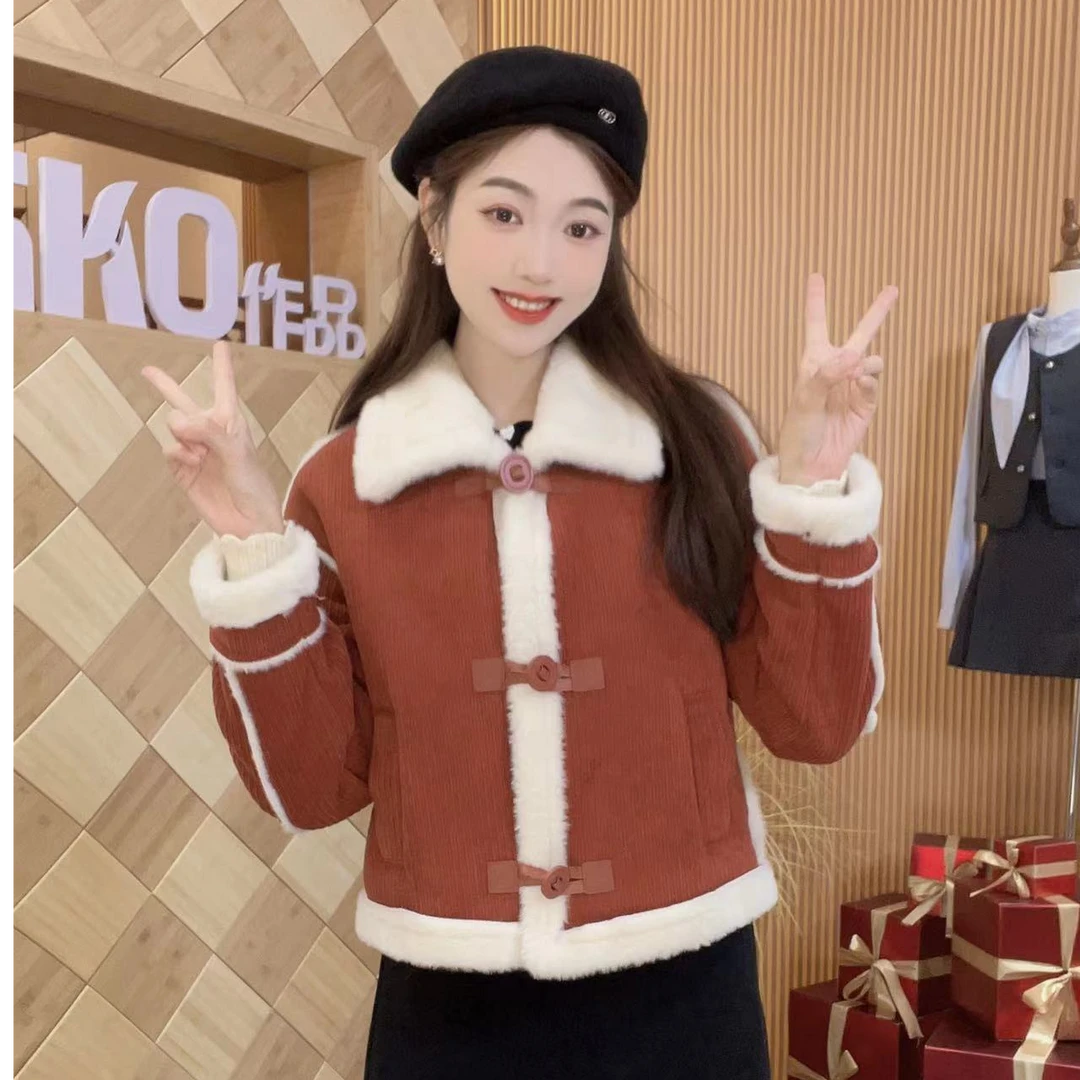 碧高小个子女装 韩系小众设计时尚百搭显瘦毛绒外套