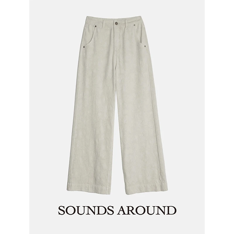SOUNDS AROUND【叶可可专享】提花牛仔阔腿长裤