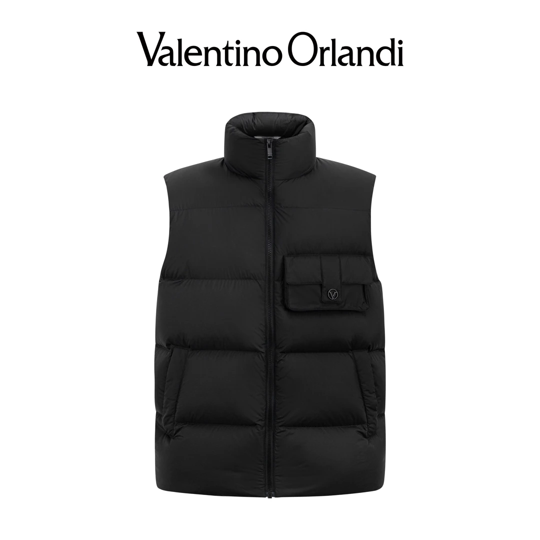 Valentino orlandi男士冬季B版简约商务云朵肤感净版立领羽绒马甲