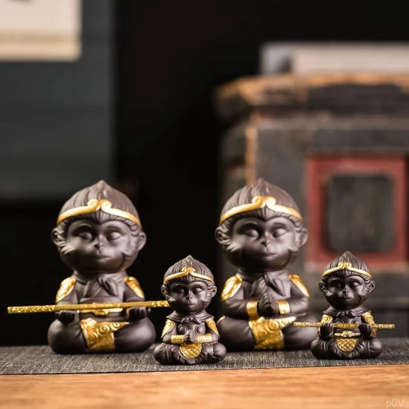 可爱风茶宠茶宠摆件紫砂茶宠孙悟空齐天大圣摆件茶宠茶具摆件高端