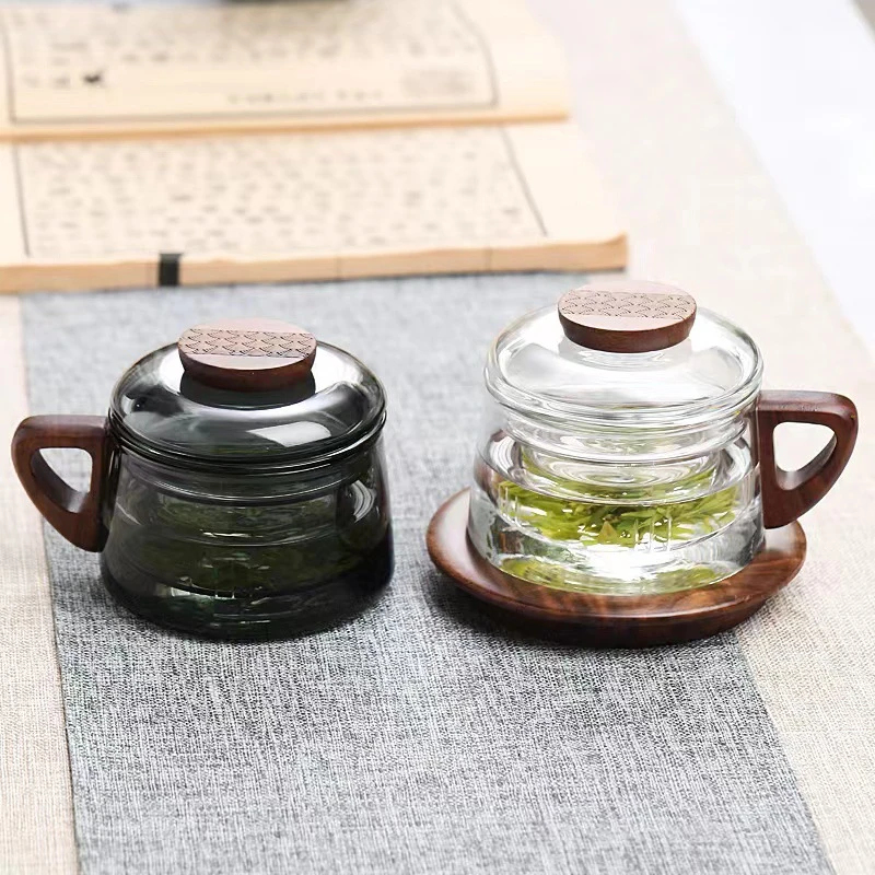 高硼硅玻璃泡茶杯茶水分离带盖办公室家用过滤水杯日式茶道杯子