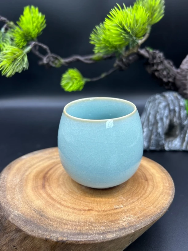 明艺·原矿汝瓷天青釉 龙蛋主人杯 80ml