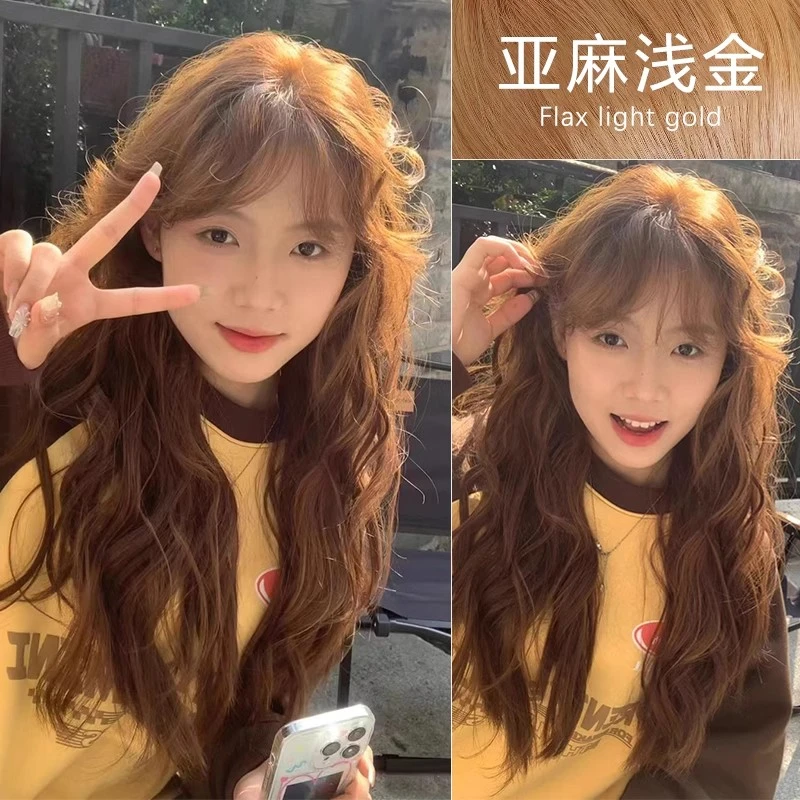 亚麻浅金染发膏显白免漂染发剂流行色焦糖橘棕女植物榛果灰棕色