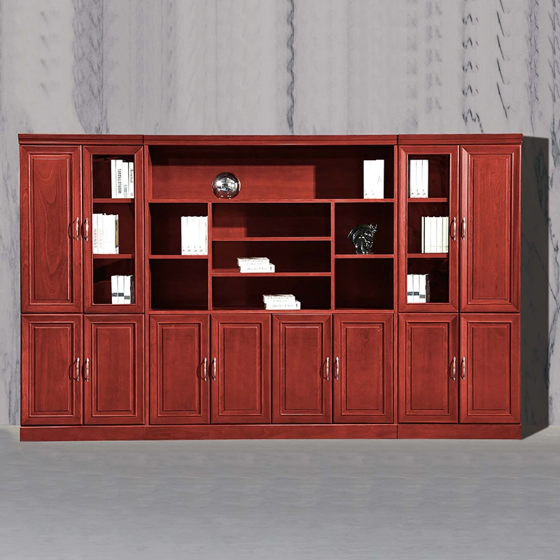 豪华总裁文件柜大气办公家具柜子实木皮烤漆办公家具实木大书柜