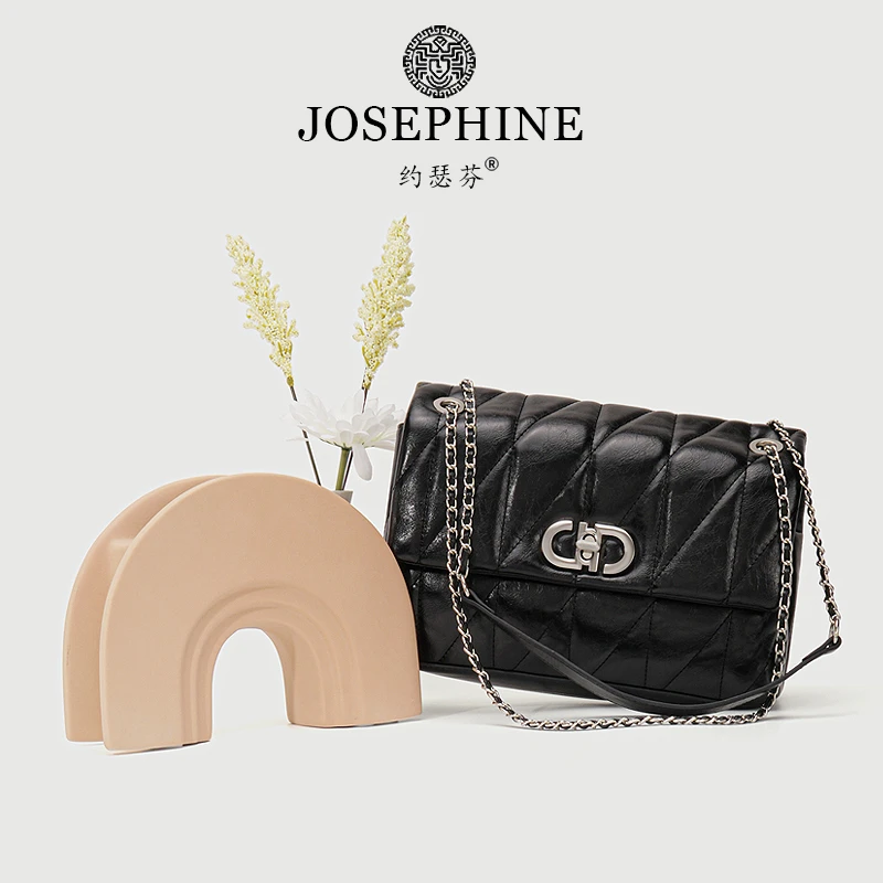 【Josephine/约瑟芬】轻奢轻奢时尚黑色菱格单肩肩包1133