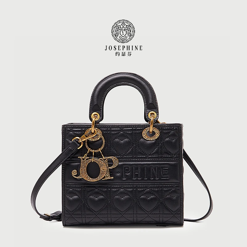 【Josephine/约瑟芬】时尚黑色单肩菱格百搭肩包轻奢经典绗缝手提包