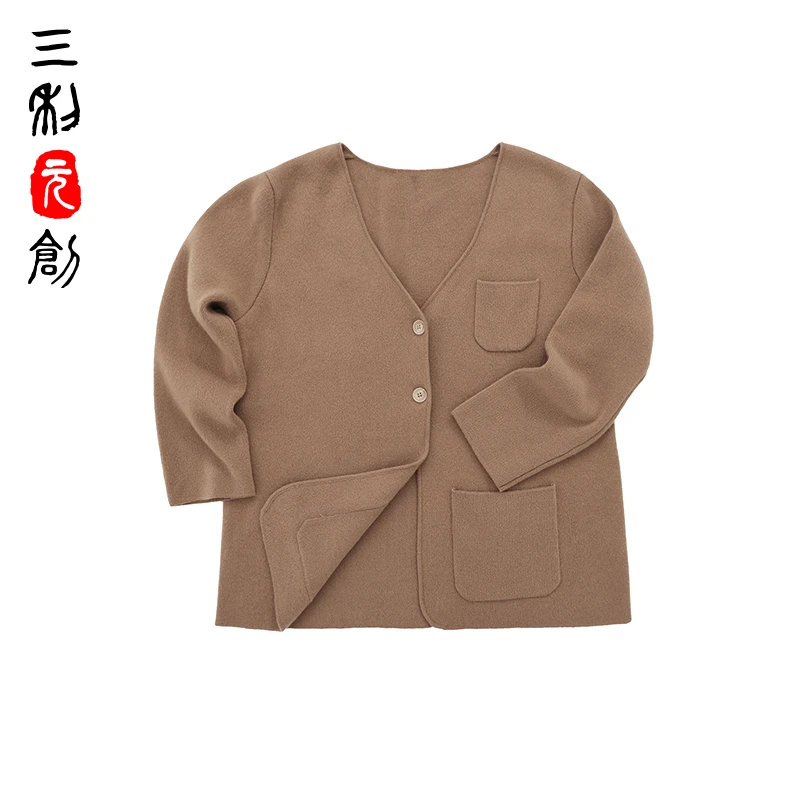 “卡布奇洛” 气质山羊绒V领针织外套 4213