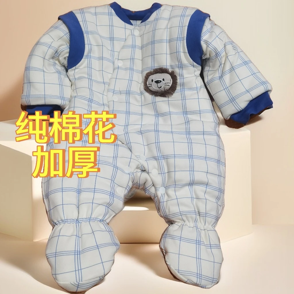 500克婴儿外出服冬加厚新生儿棉花包脚连体衣59秋冬款儿童衣服