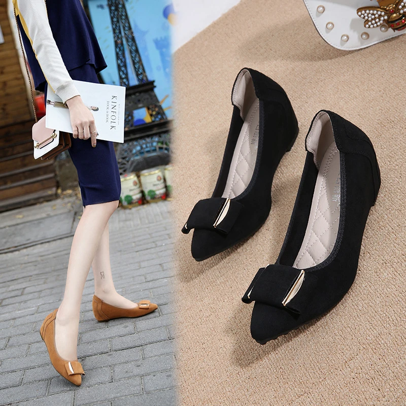 内增高豆豆鞋时尚百搭职业上班护士舒适软底酒店坡跟一脚蹬工作鞋