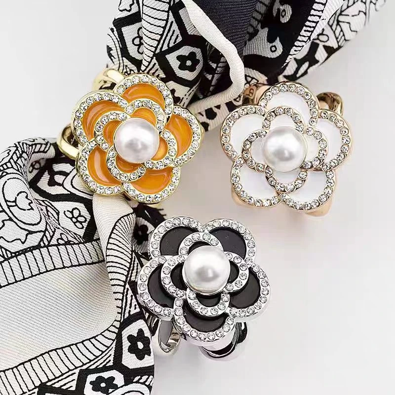 钛钢吊坠 001白色山茶花丝巾扣袖扣服饰配件收紧袖扣1枚装