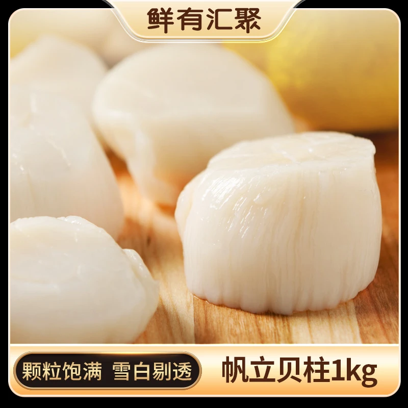 鲜有汇聚 北海道帆立贝柱 大号1kg 海鲜水产