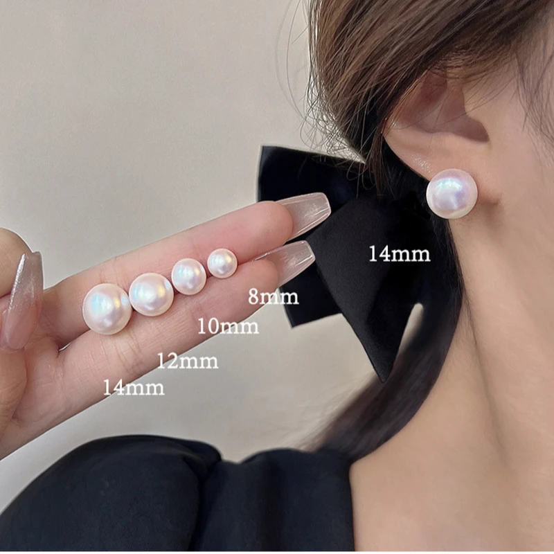 合金仿珍珠耳饰 樱花粉珍珠耳钉轻奢小众简约高级感耳环银针耳饰O