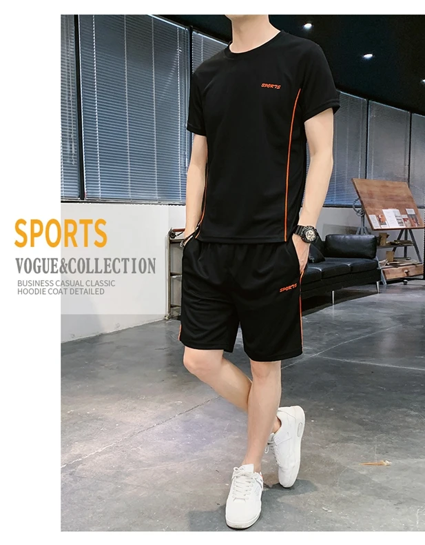 24年新款1688速干套装大码男士时尚夏季透气潮流宽松薄款休闲冰丝