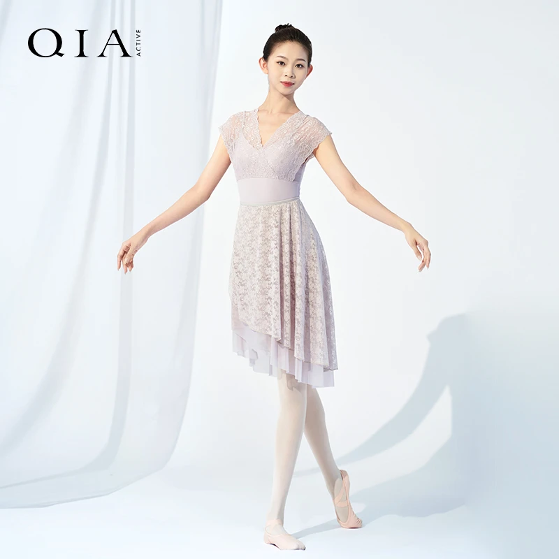 琪亚舞蹈服女成人艺考体操服中国现代芭蕾舞练功服蕾丝演出服套装