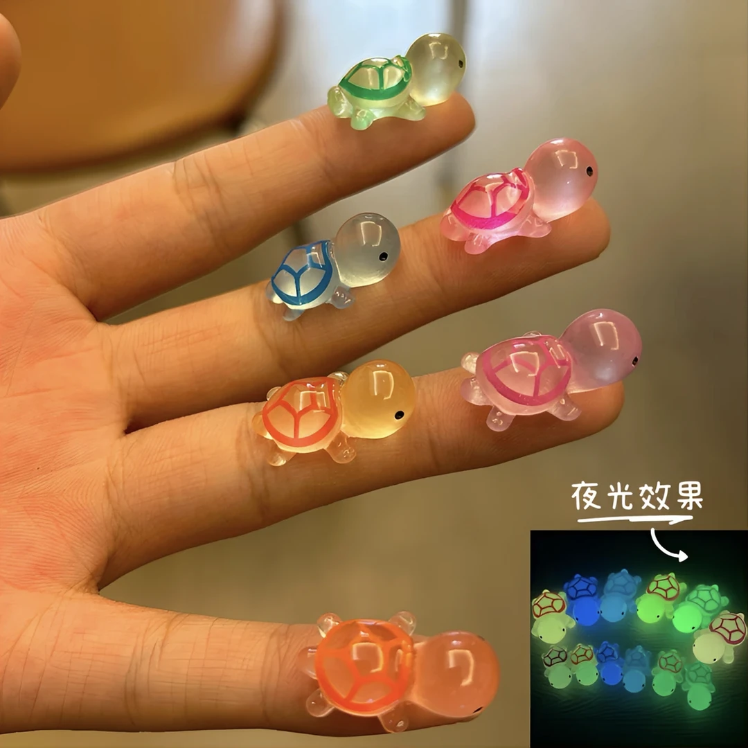 现货速发夜光迷你小乌龟树脂小摆件奶油胶配件汽车摆件 造景diy