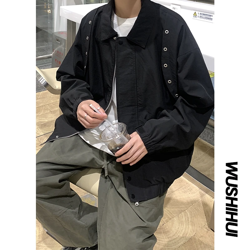 美式复古设计感外套男秋季高街休闲潮牌宽松潮流扎染痞帅夹克ins