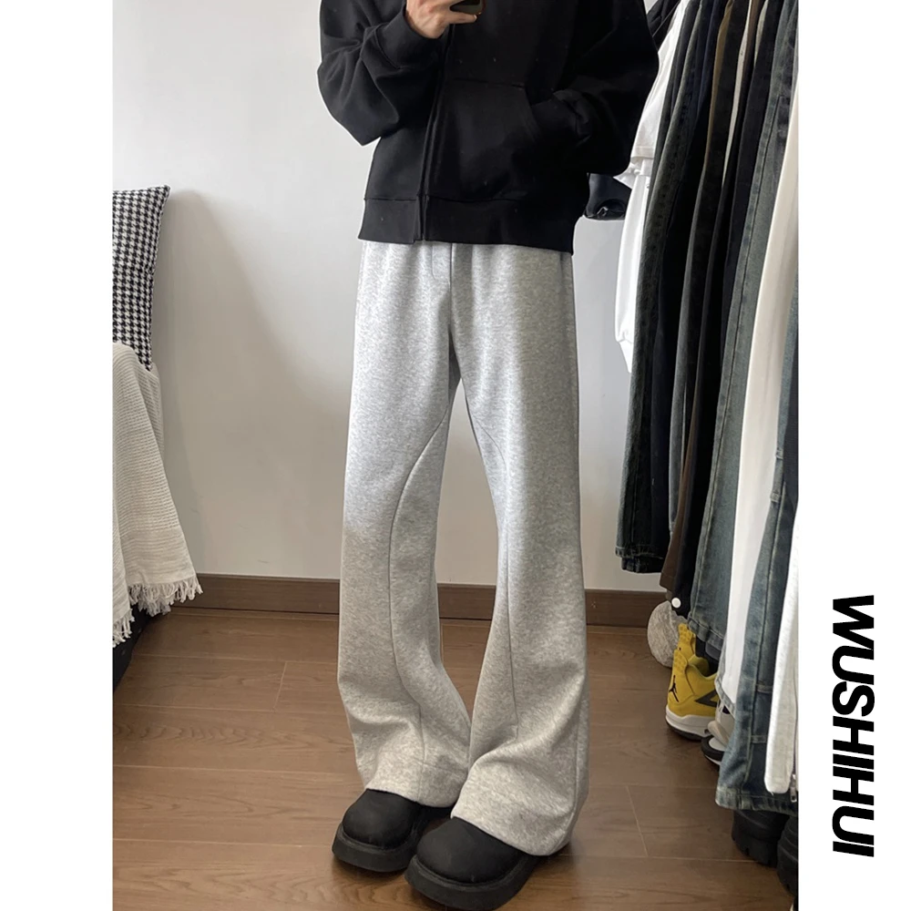 cleanfit微喇卫裤男生潮牌新款显瘦直筒长裤纯色百搭休闲运动裤子