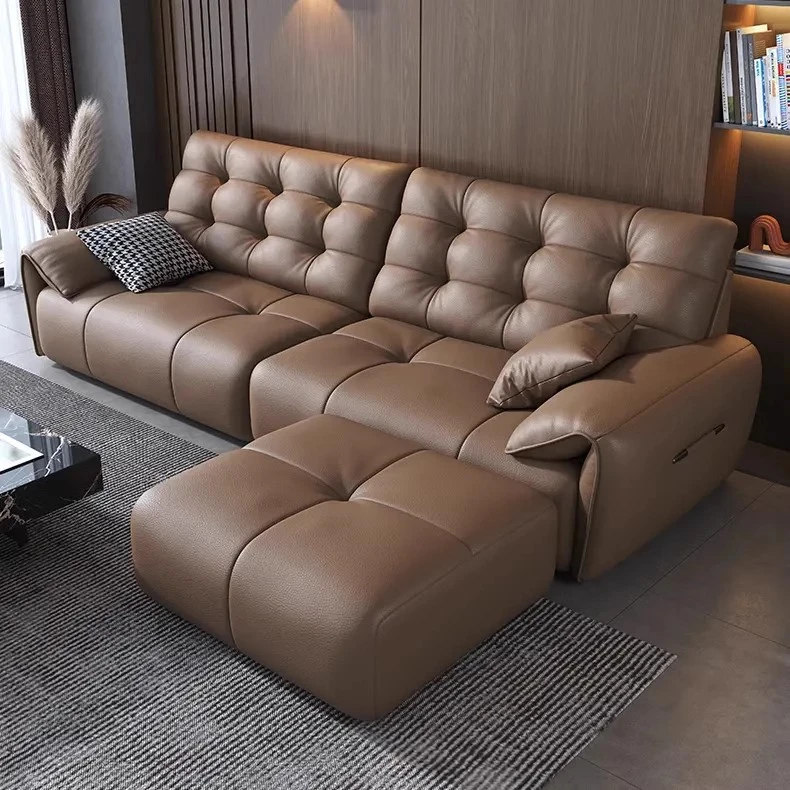 大象耳朵真皮沙发现代简约皮艺小户型直排沙发意式极简头层牛皮