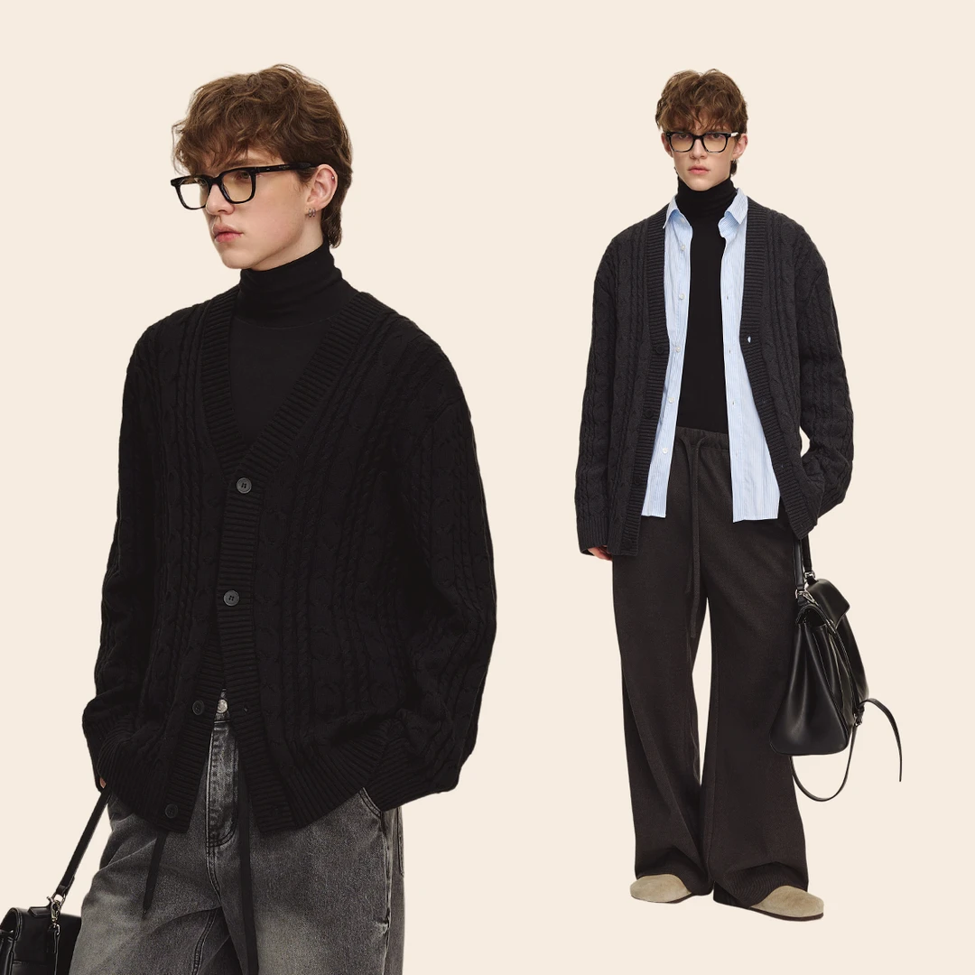 CLIMAX VISIONmiu系针织开衫复古慵懒廓形毛衣宽松休闲外套