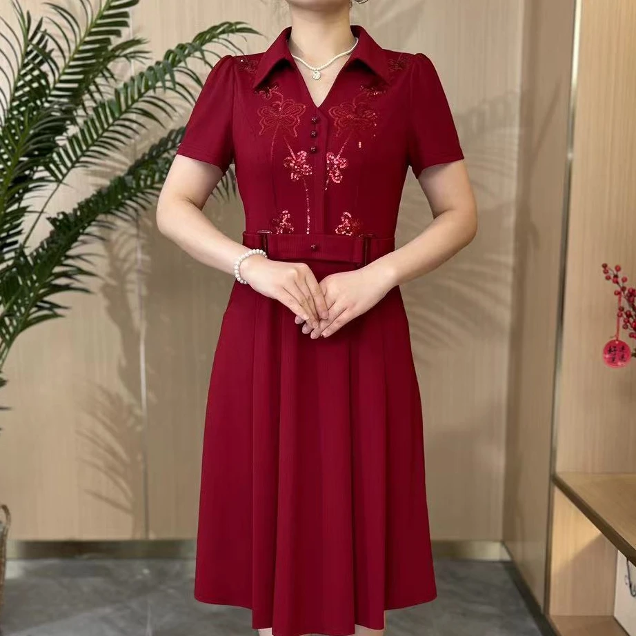 【晨薇女装】2463D夏季穿搭时尚洋气新款连衣裙收腰修身显气质