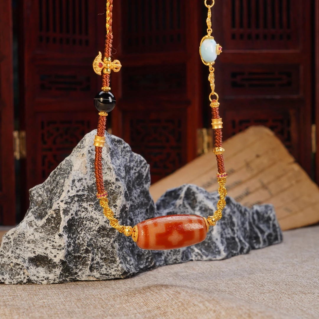 【观澜珠宝】玛瑙项链 S925银镀金 吊坠 多样发 849