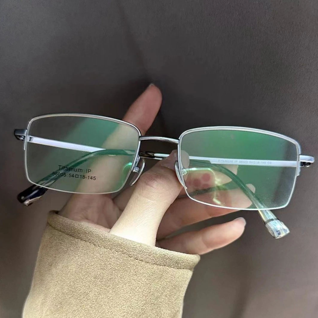 商务男士半框百搭修饰脸型职场纯钛材质不铜绿掉色过敏高品质眼镜