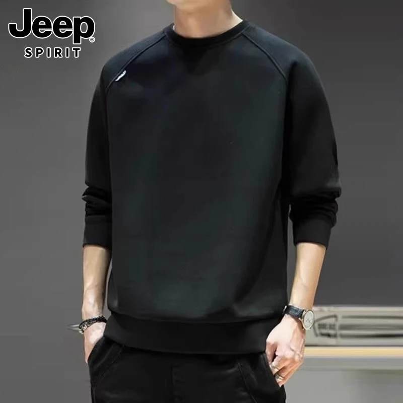 JEEPSPIRIT吉普卫衣男士长袖春季新款潮牌休闲t恤男圆领宽松上衣