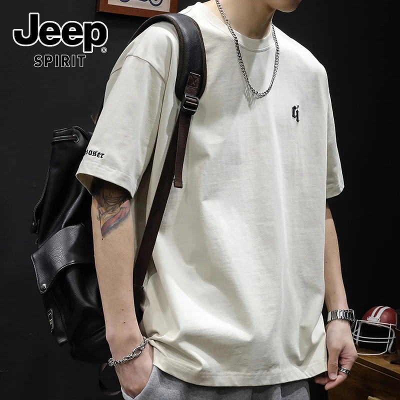 JEEPSPIRIT吉普短袖t恤男士夏季潮流2025新款宽松休闲半袖上衣服