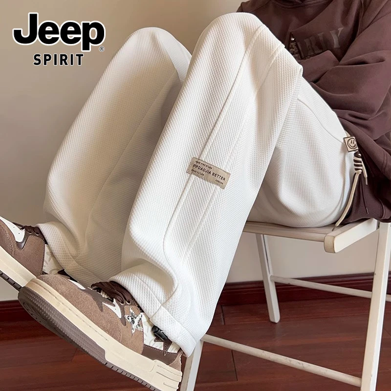 JEEPSPIRIT吉普美式休闲裤男士秋冬季直筒裤运动裤大码高街长裤子