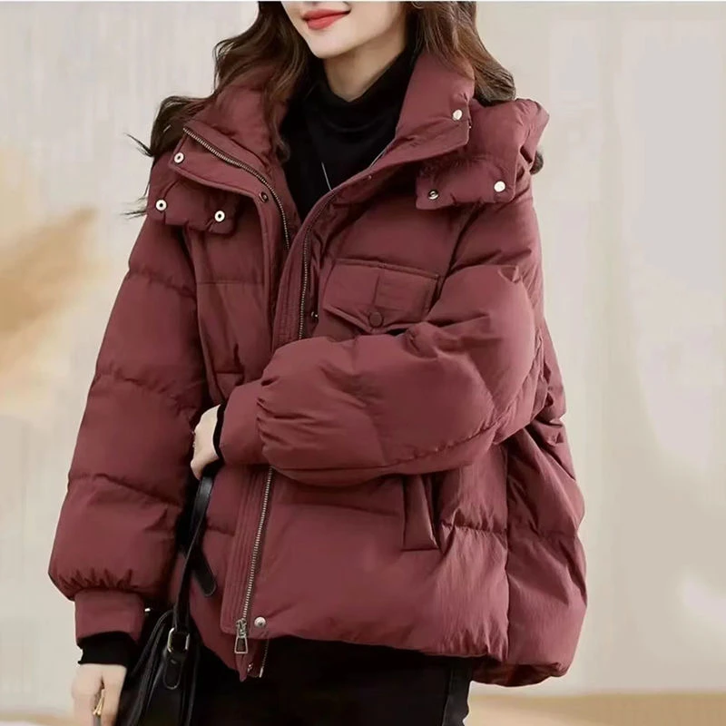 2025新款百搭宽松显瘦面包服短款连帽棉衣韩版时尚棉服女2ZX18款