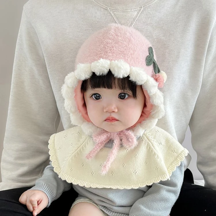 婴儿帽子秋冬季可爱超萌保暖女宝宝公主毛绒帽新生幼儿护耳针织帽