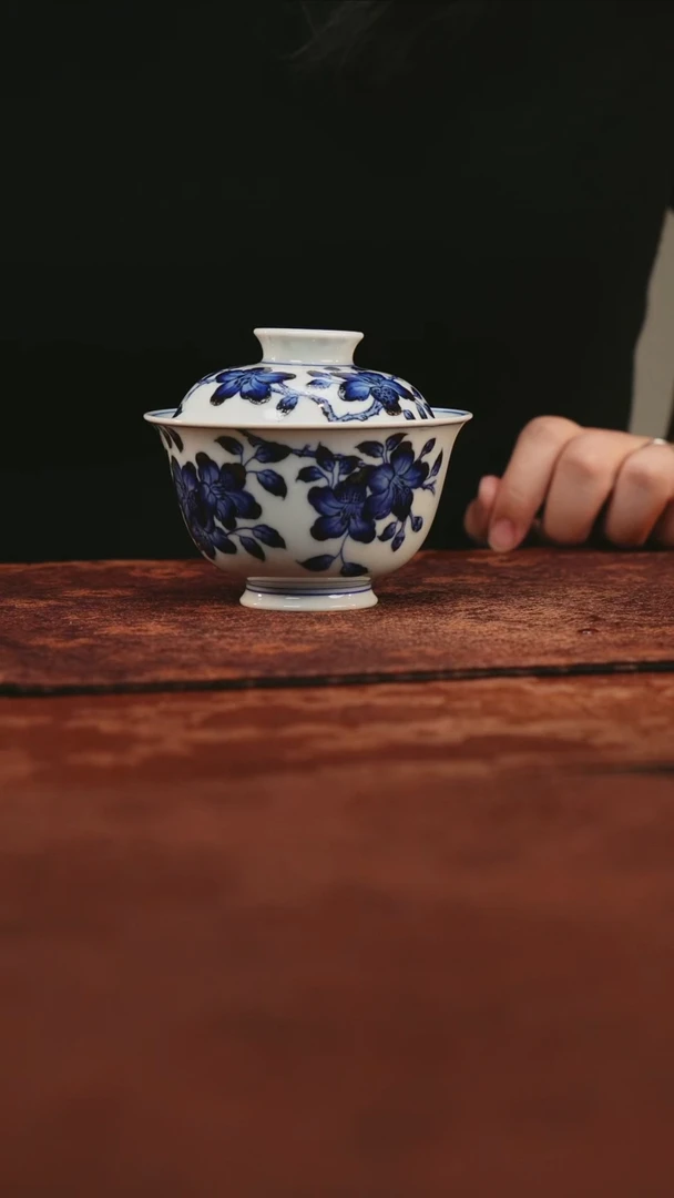 【闪购商品】杯青履茶器杜鹃花盖碗