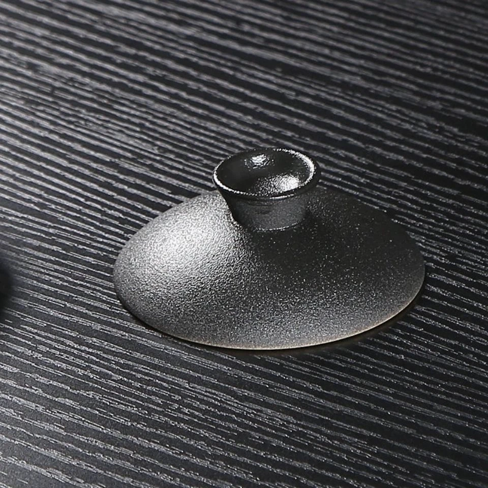 黑陶三才盖碗单个配件直径7.6厘米黑色磨砂敬茶零配茶具器具