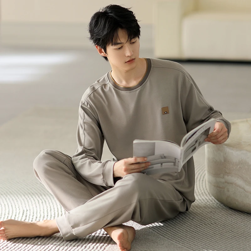 秋季男士睡衣25年新款高档可外穿宽松大码青年中年加大春秋家居服