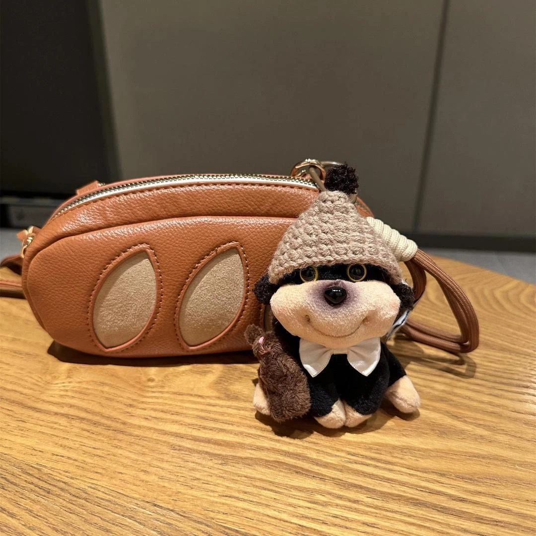 抱兔卡其帽小柴犬毛绒挂件包包挂饰钥匙扣卡通小狗公仔创意礼物女