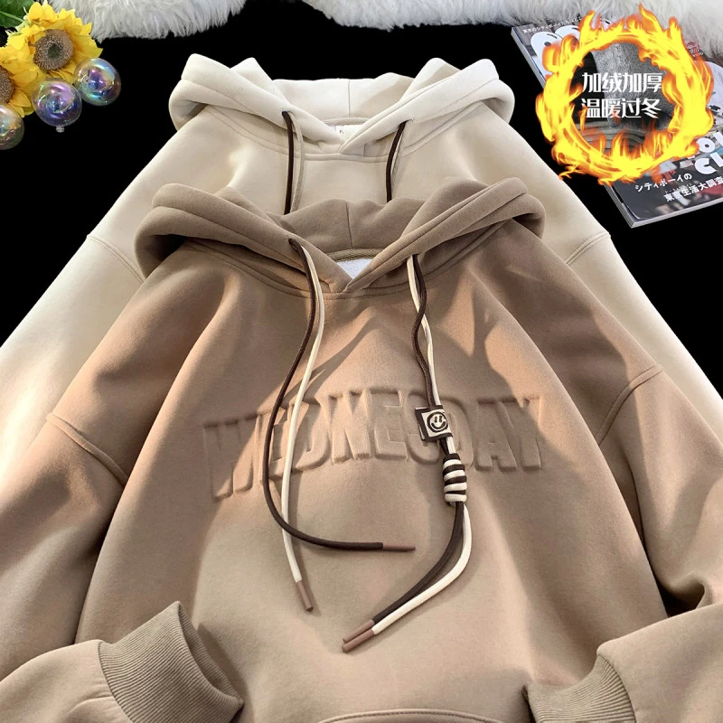 400克重磅美式卫衣男2023秋冬新款潮牌连帽加绒加厚高街上衣外套